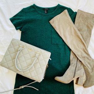 Forest Green Knit Mini Dress